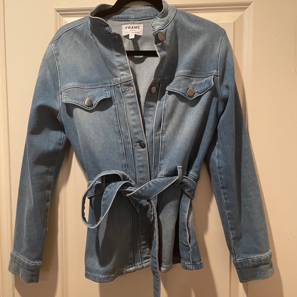 Belted jean jacket